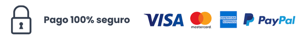 Pagos seguros con Visa, Mastercard, Amex y PayPal